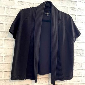 Talbots Open Front Sweater BLACK Size MEDIUM PETITE  #F125